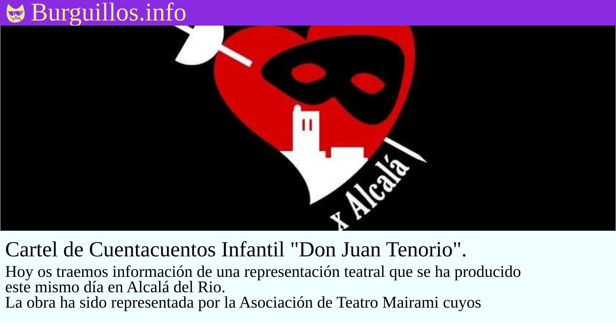 Portada de Cartel de Cuentacuentos Infantil "Don Juan Tenorio".